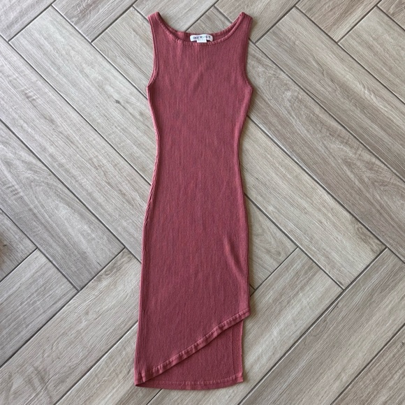 Say What? Dresses & Skirts - Say What? Ribbed Asymmetrical Tank Dress in Dusty Rose